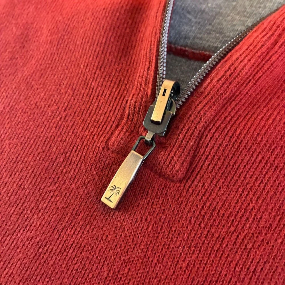 Tommy Bahama Reversible Pro Pullover Mens 1/4 Zip Sweater Red Gray Mock Neck XL